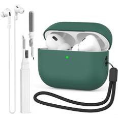 BEAUDOM Silikon Airpods Pro 2 Hülle Case für Airpods Pro 2 [Unterstützung USB-C] [Kabelloses Laden] mit Airpods Reinigungsstift und AirPods Halteband für Airpods Pro 2. Generation (Kieferngrün)