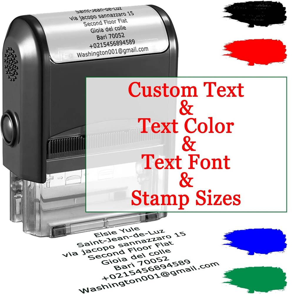 Personalized Self Inking Stamp Custom Stamp with Own Design Clear Base Refillable Ink Pad Available for Wedding Business Address