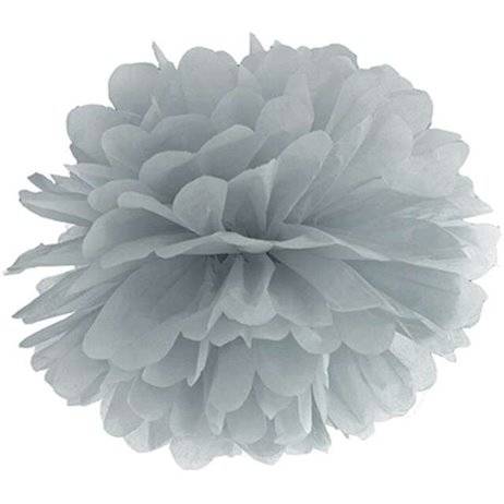 Dekorations Pom Pom i Silkepapir Grå 35 cm