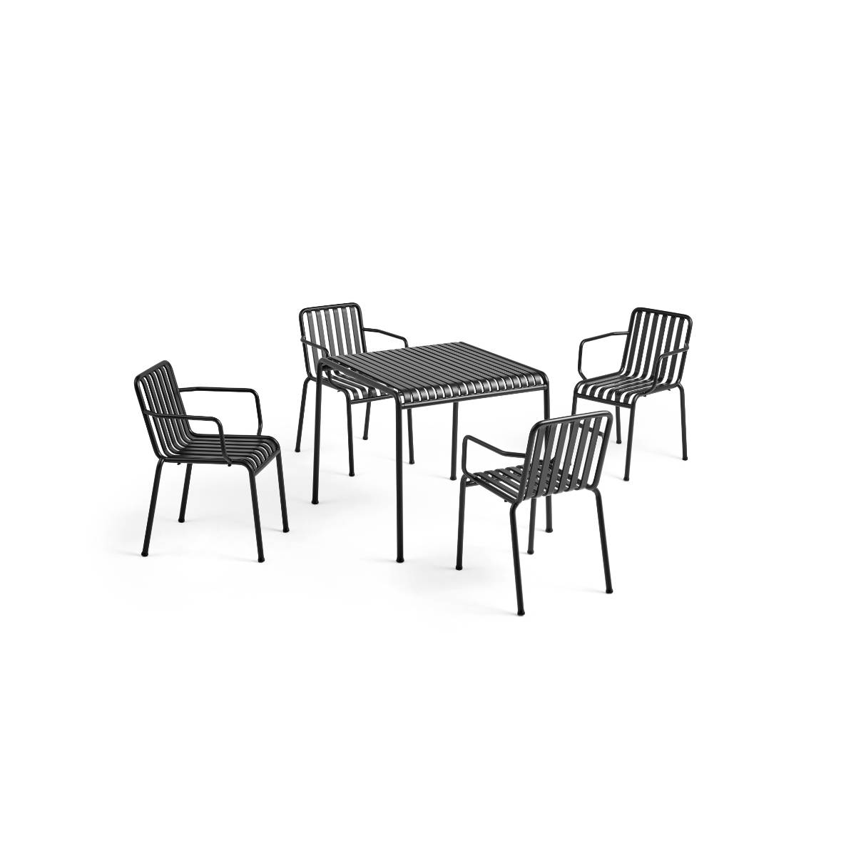 HAY Palissade Sæt x Small Table Og 4 stk Armchair Anthracite