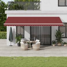 vidaXL markise 600x350 automatisk betjening bordeauxfarvet