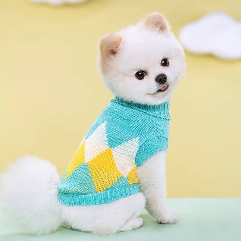 Soft Turtleneck Pet Sweater - Blue Diamond / L (L)