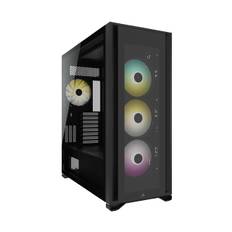 Corsair iCUE 7000X RGB Full-Tower ATX-Datorhölje (Frontpanel med högt Luftflöde, Tre inkluderade 140 mm Fläktar med PWM-Repeater, Enkel Kabelhantering, Anpassningsbara Sidofästen för Fläktar) Svart