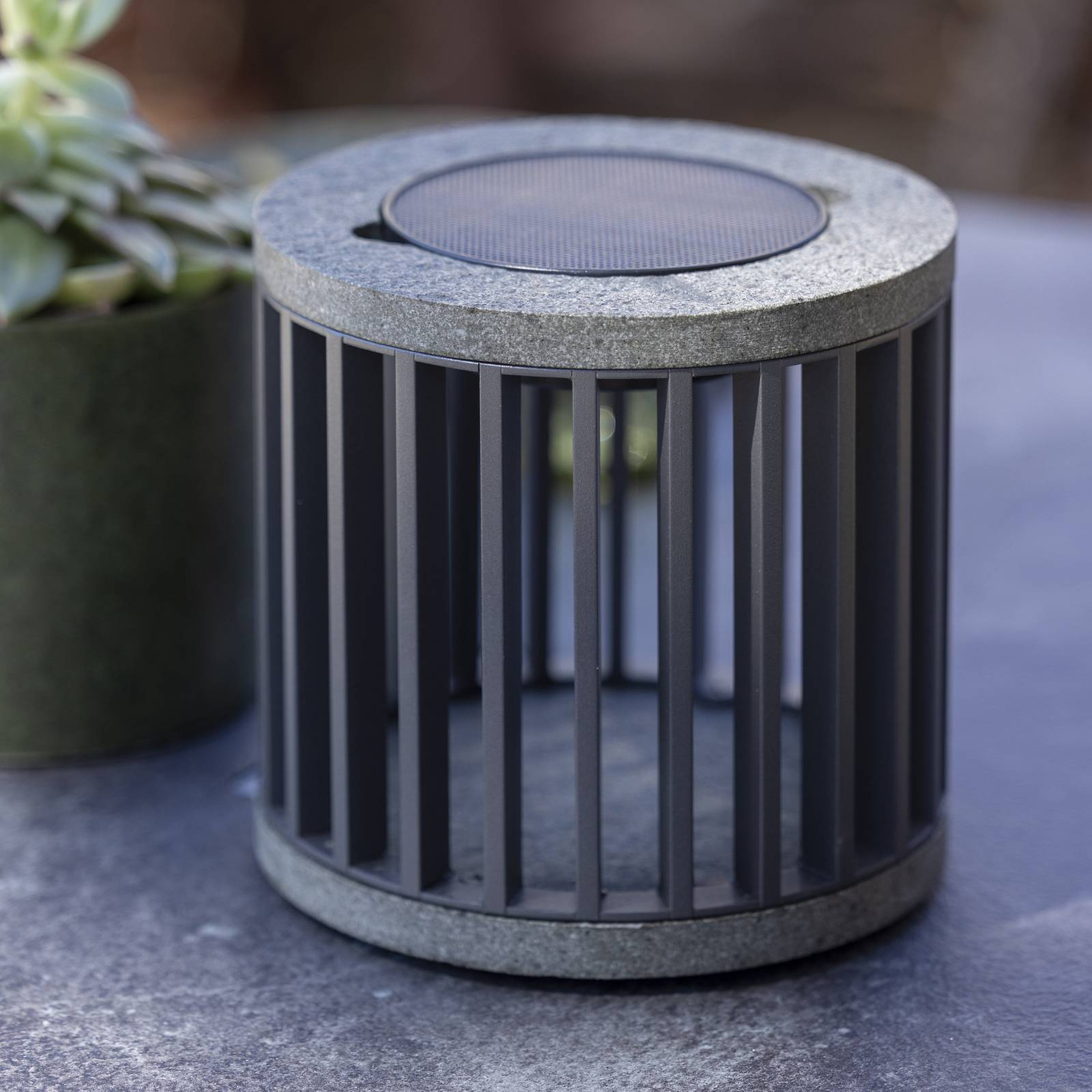 Les Jardins Solcellslampa Halo, dimbar, Aluminium / grå / zink, Aluminium / grå / zink, Solcellslampor