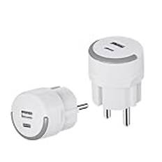 UCOMEN 20 W USB A+C Power Supply, 2-Port med Power Delivery and Quick Charge 3.0, PD Charger kompatibel med iPhone 14/13/12/11/Pro/Max/Mini/iPad/Samsung Galaxy, Watch Series 7 (White),2 Pack