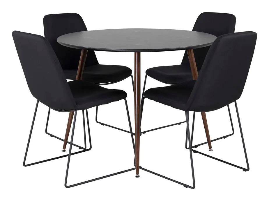 Venture Design Plaza & Muce matgrupp Svart/svart 4 st stolar & bord 100 cm