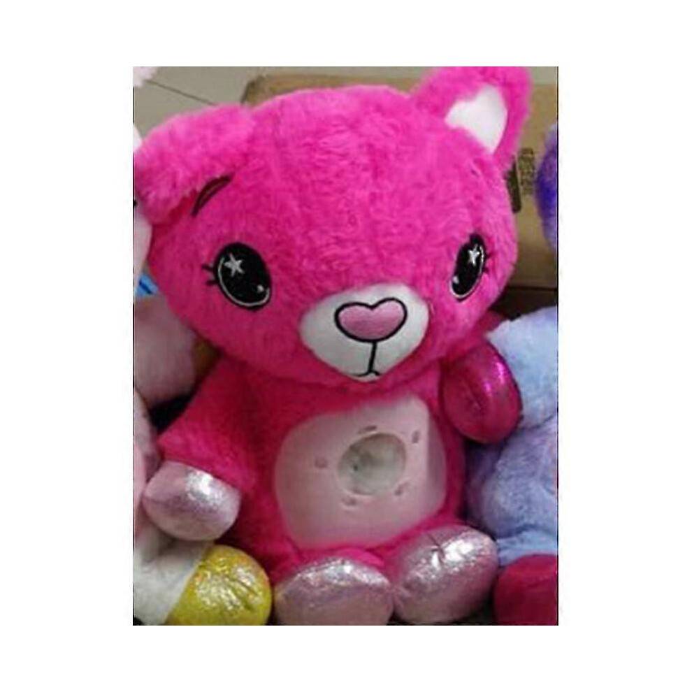 (With music, Pink Bear) Children's animal starry sky projection lamp sleeping lamp doll projection lamp 25-26s