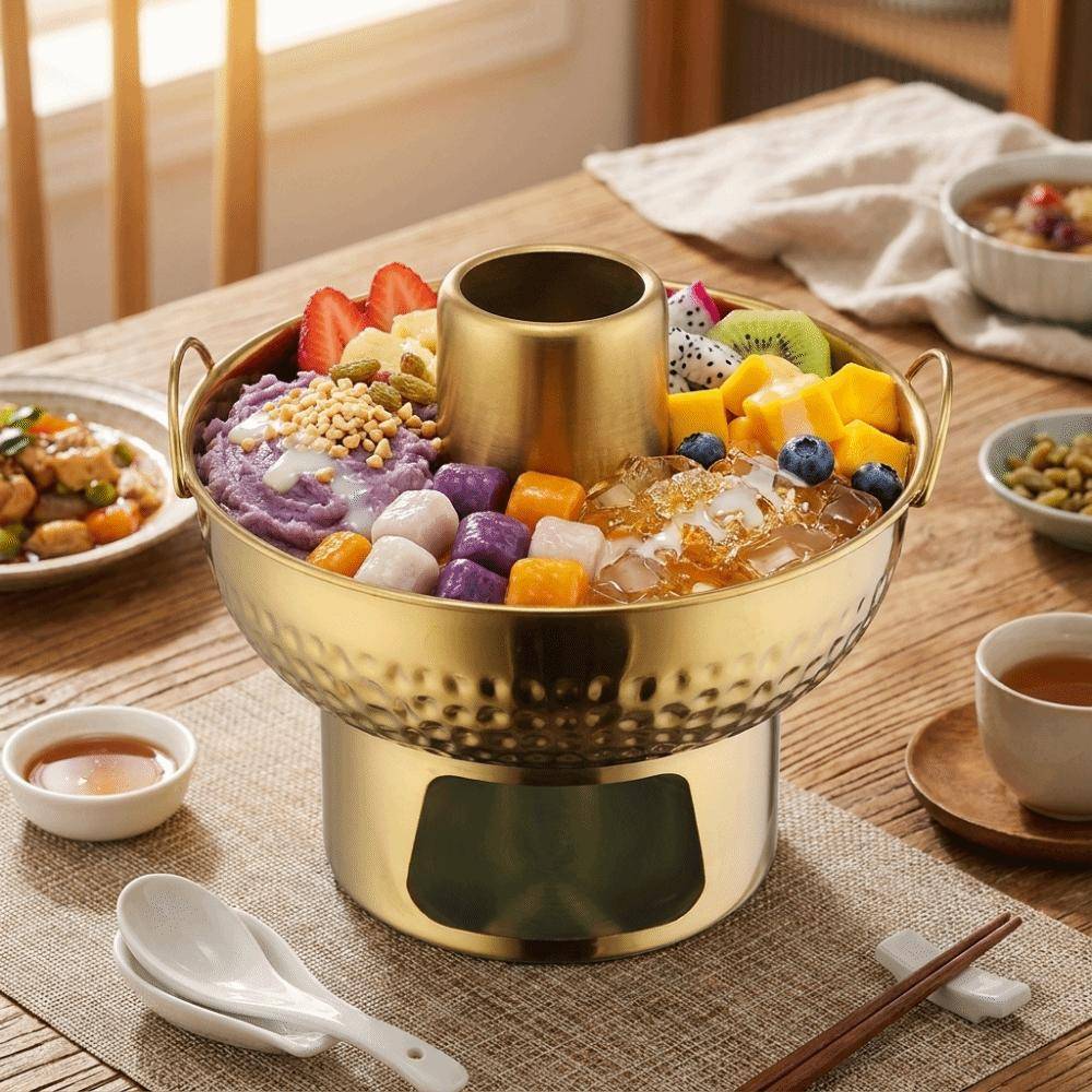 Förtjockad Dessert Hotpot Traditionell Tom Yum Hot Pot Hållbar Rostfritt Stål Liten Hotpot Camping