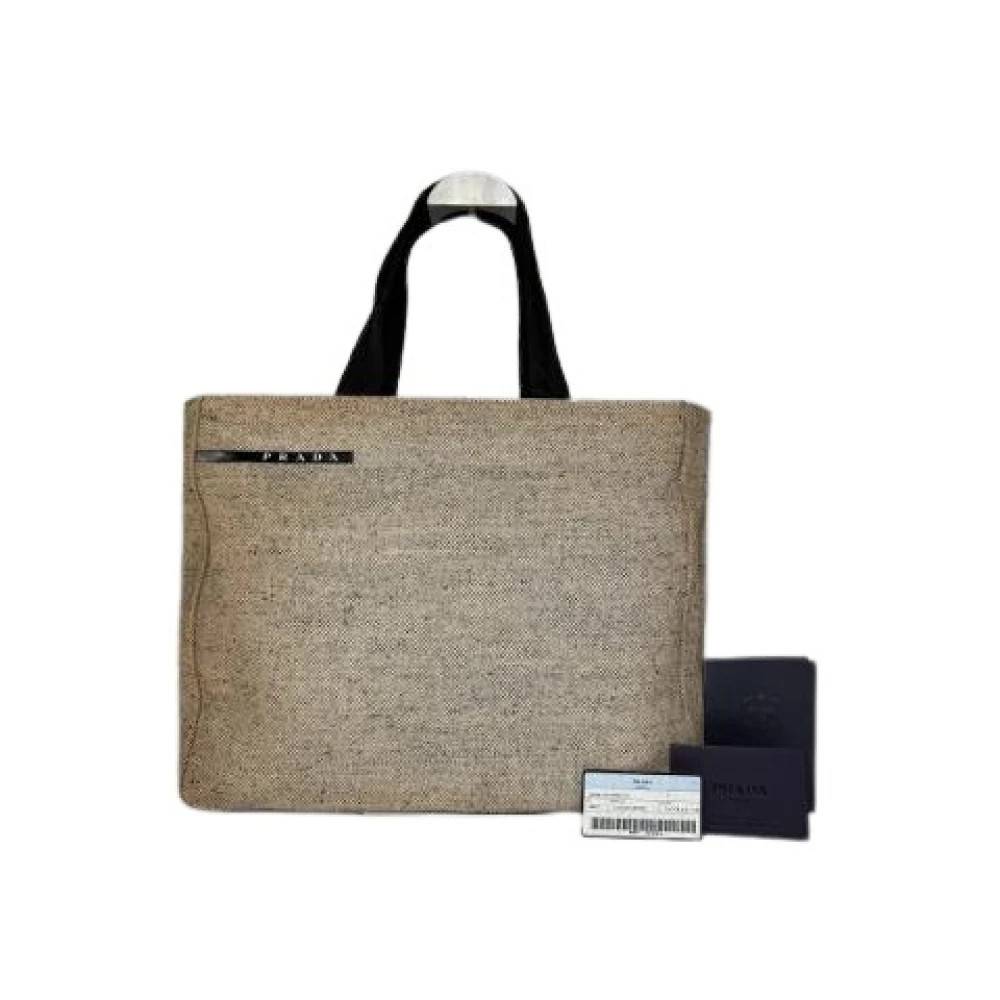 Prada Vintage Pre-owned Fabric Tote Bag - Vintage - Dame - Beige - ONE SIZE - Tyl