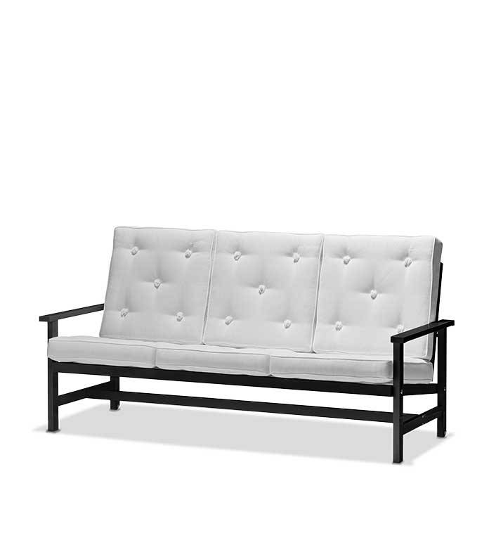 Havesofa 7009 3-pers. m. hynder - Sort alu/Natur.