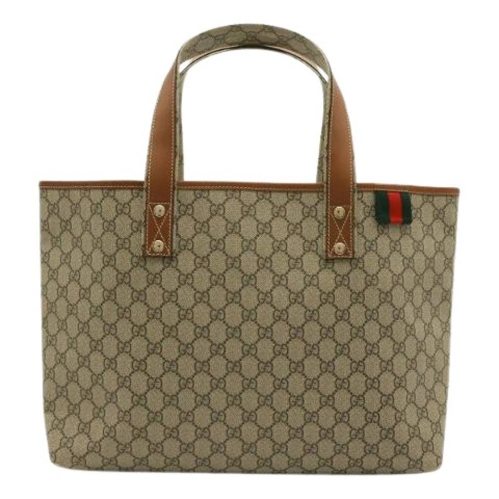 Gucci Vintage Pre-owned GG Supreme PVC Tote Bag - Vintage - Dame - Beige - ONE SIZE - Læder