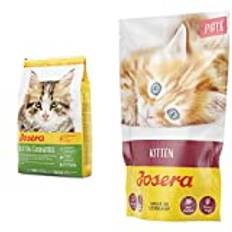 JOSERA Kitten grainfree (1 x 10 kg) | getreidefreies Katzenfutter mit Lachsöl | Trockenfutter für wachsende Katzen & Paté Kitten (16 x 85 g) | getreidefreies Katzenfutter mit Huhn, Karotte und Lachsöl