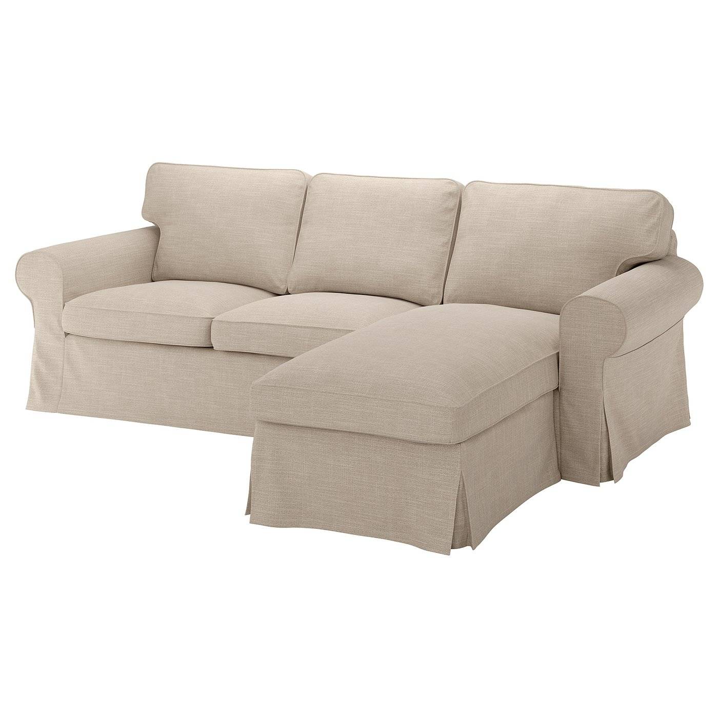 EKTORP klädsel till 3-sitssoffa, med schäslong/Hillared beige