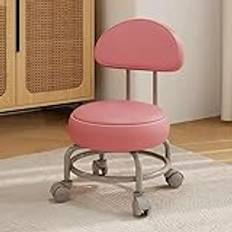 ESGT Low Height Rolling Stool with Back, Low Roller Seat Stool,Low Rolling Stool with 360° Wheels for Home Office Men Wemen Girl Shop Salon Kitchen Garage (Pink One Size)