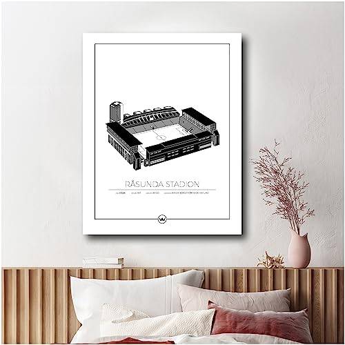 Sverigemotiv Allsvenskan Fotbollsstadion Fotbollsaffisch - Fotbollspresenter för pojkar flickor män - Bästa fotbollslagen - Nordisk Design (Stockholm - Råsunda, 40x50 cm)