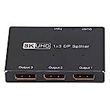 Displayport 1x3 DisplayPort Splitter 8K 30Hz 4K 144Hz Triple MST SST Hub 1 In 3 Out DP Splitter för Hemmabio, Skola, Hotell, Etc