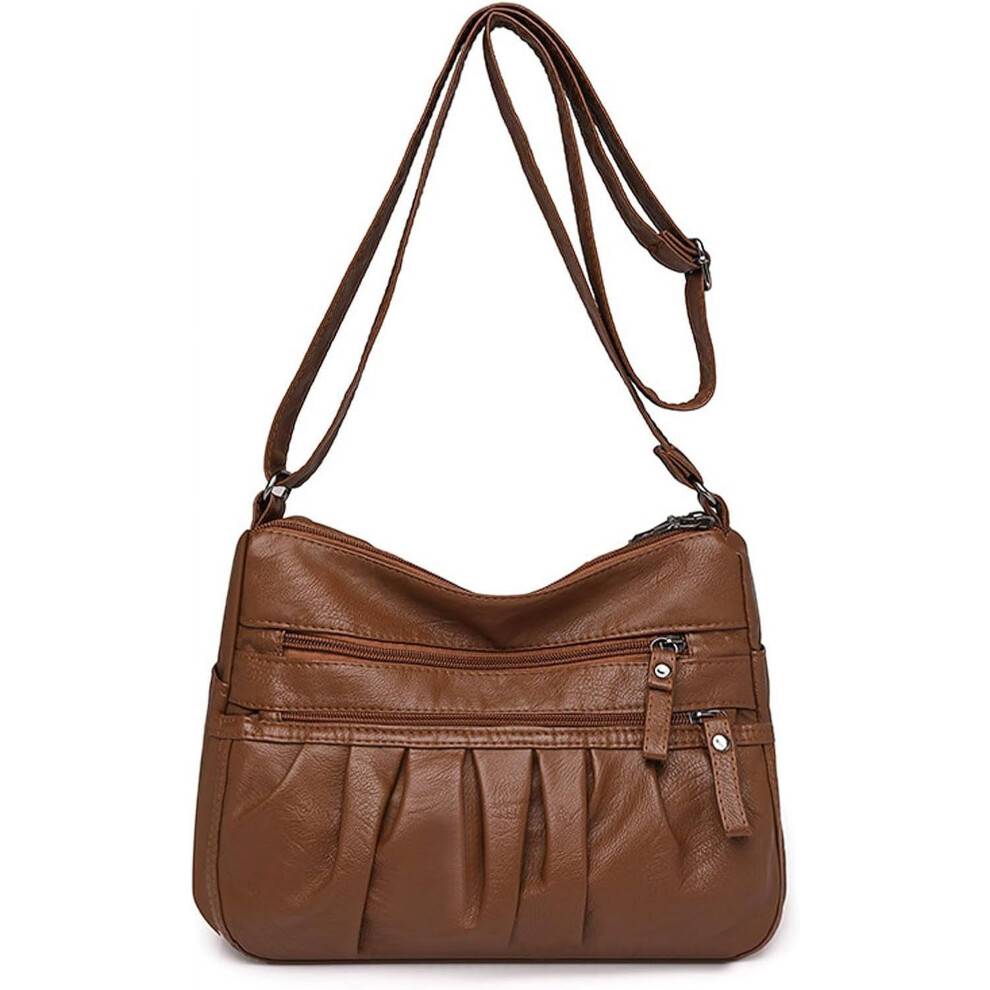 Retro Ruched Crossbody-taske til kvinder – PU-læder,