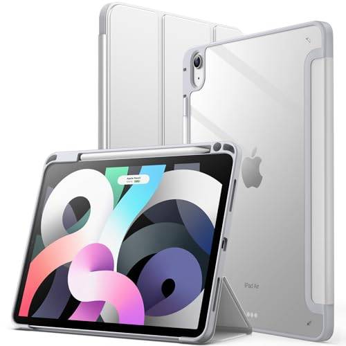 JETech Fodral för iPad Air 11 Tum M4/M3/M2 (2026/2025/2024), iPad Air 5/4 (2022/2020, Femte/Fjärde Gen) Med Pennhållare, Klar Transparent Tillbaka Skal Smal Stand Tablett Case (Silver)
