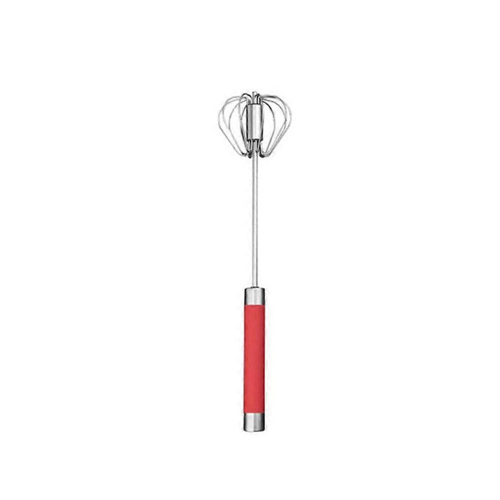 (1pcRed 12 inch) Piranha Whizzy Whisk Semi-Automatic Egg Whisk Hand Push Egg Beater Stainless Steel Blender Mixer