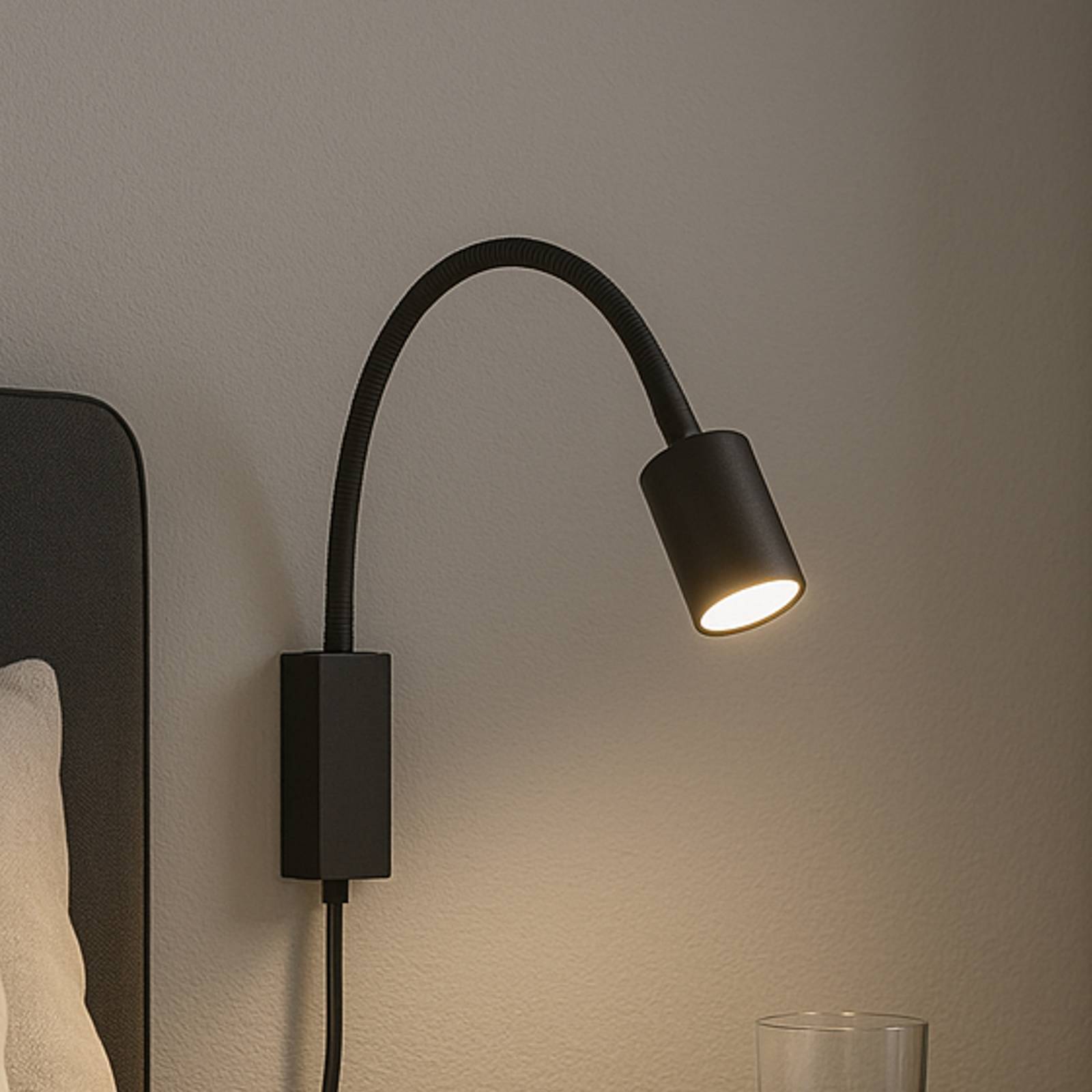 FISCHER & HONSEL LED vägglampa Justi, Svart, Vardagsrum / matsal, Metall, Modern, LED-vägglampa, vägglampa inomhus