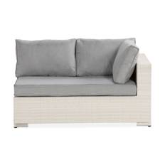 Bahamas Vänstermodul utomhus 140 cm i konstrotting - Vit / Ljusgrå dynor Moduler utesoffa Comfort Garden