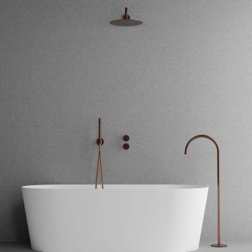 Scandtap Harmonized Bliss 3 badkarsblandare med duschset, borstad koppar