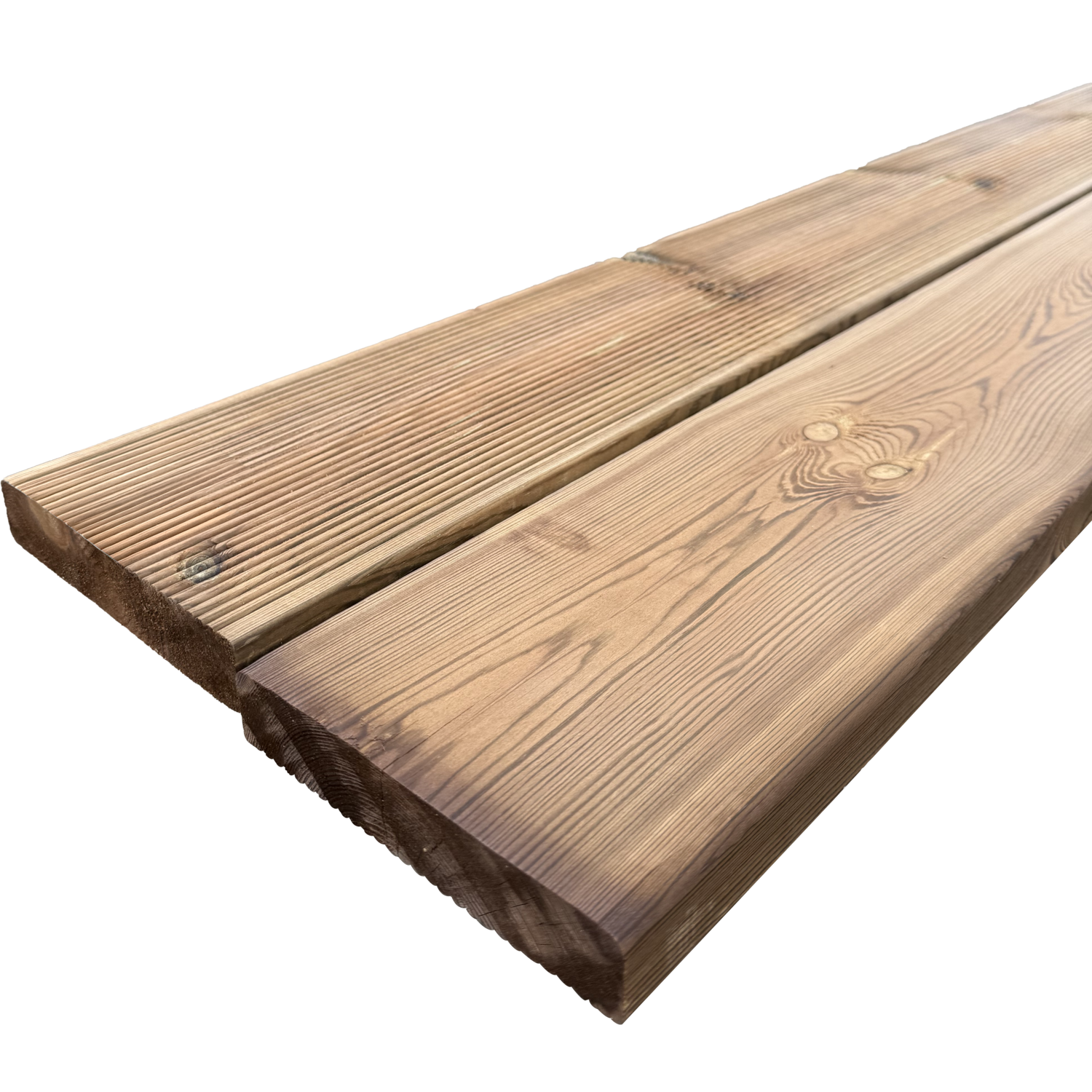 Terrassebrædder m. riller brunimprægneret 28x145 mm x 3 m