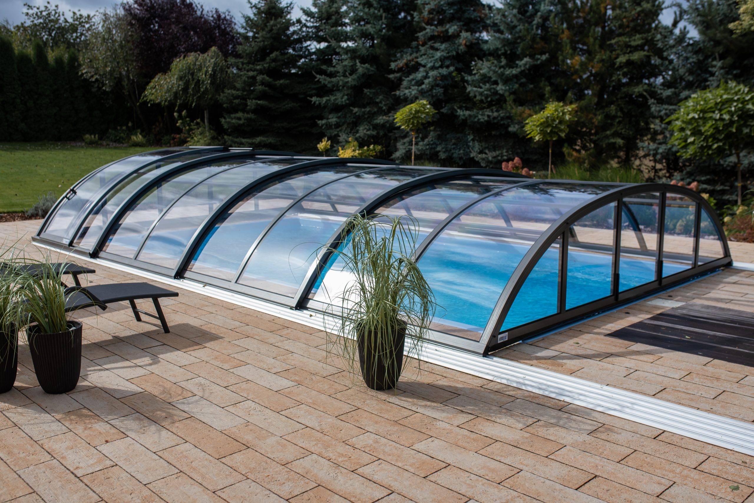 Pooltak Trondheim Klarglas 10,50 x 5,00 x 1,28m Silver