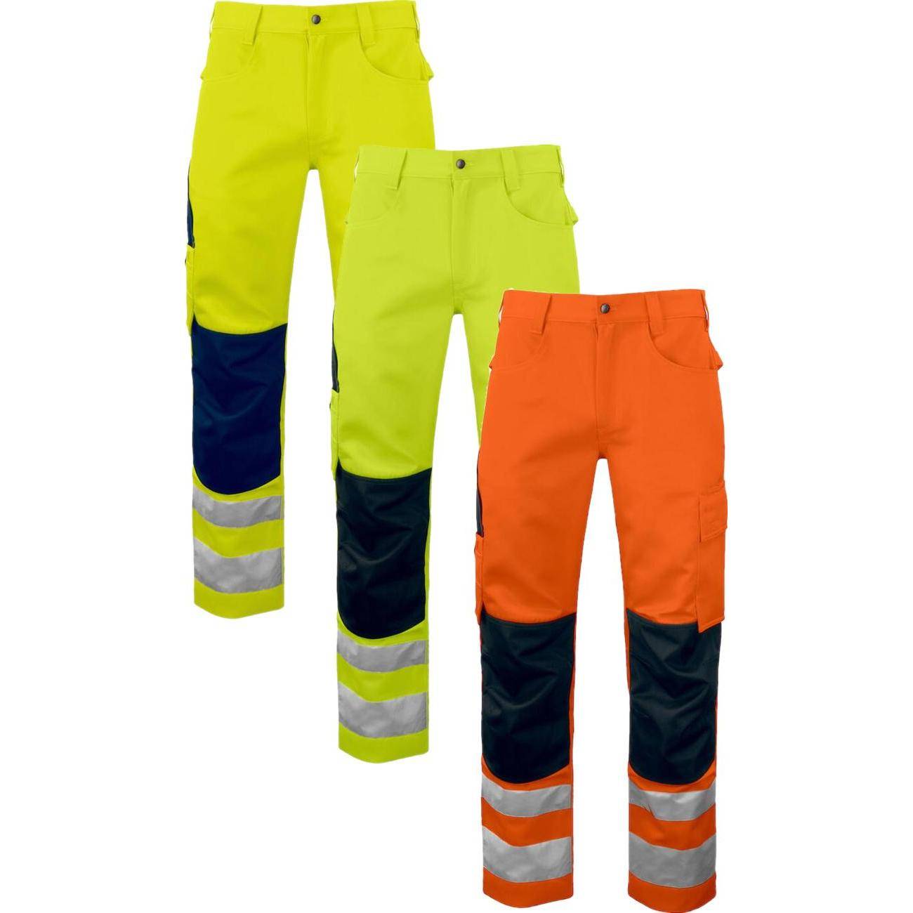 ProJob 646532 6532 arbejdsbuks en iso 20471 klasse 2 / Arbejdsbukser Gul/sort C50/150.