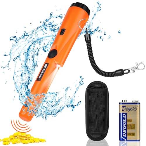 Flintronic Metalldetektor Klein, Tragbar Metallsuchgerät IP66 Wasserdichter, Pinpointer Metalldetektor mit Holster, LED Indicator und 9V Batterie, für Goldsuche, Schmuck, Silber