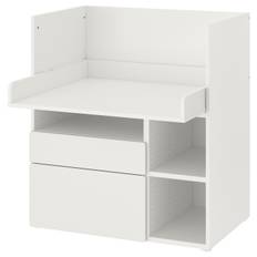 IKEA - SMÅSTAD skrivebord, hvid hvid/med 2 skuffer, 90x79x100 cm