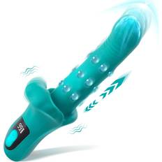SuperLove Thrusting Stimulating Beads Rabbit Vibrator Teal - grön