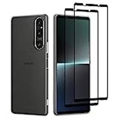 32nd Clear Gel-Serien - Ultratunt Transparent TPU-Fodral med 2 x Härdat Glasskärmskydd för Sony Xperia 1 V (2023) - Klart