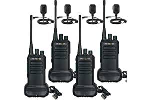 Retevis RB629 Tvåvägsradio, PMR446 Heavy Duty Walkie Talkie med Trådlös, VOX, Nödlarm, Långdistans Walkie Talkies med Högtalarmikrofon för Byggarbetsplats (4 St, Svart)