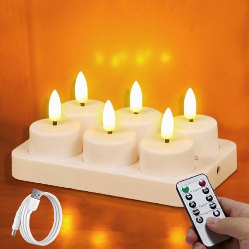 LED Värmeljus Med Timer - 6 Flamlösa Ljus, Timerfunktion - Passar För Jul, Bröllopsdekoration, Halloween