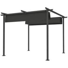 Pergola 3x3m trädgårdspaviljong altantak av metall, trädgårdspaviljong med justerbart tak, UV-skydd 30+ fristående solskydd för