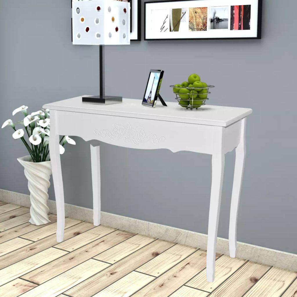 Konsolbord med blomstermønster - hvid