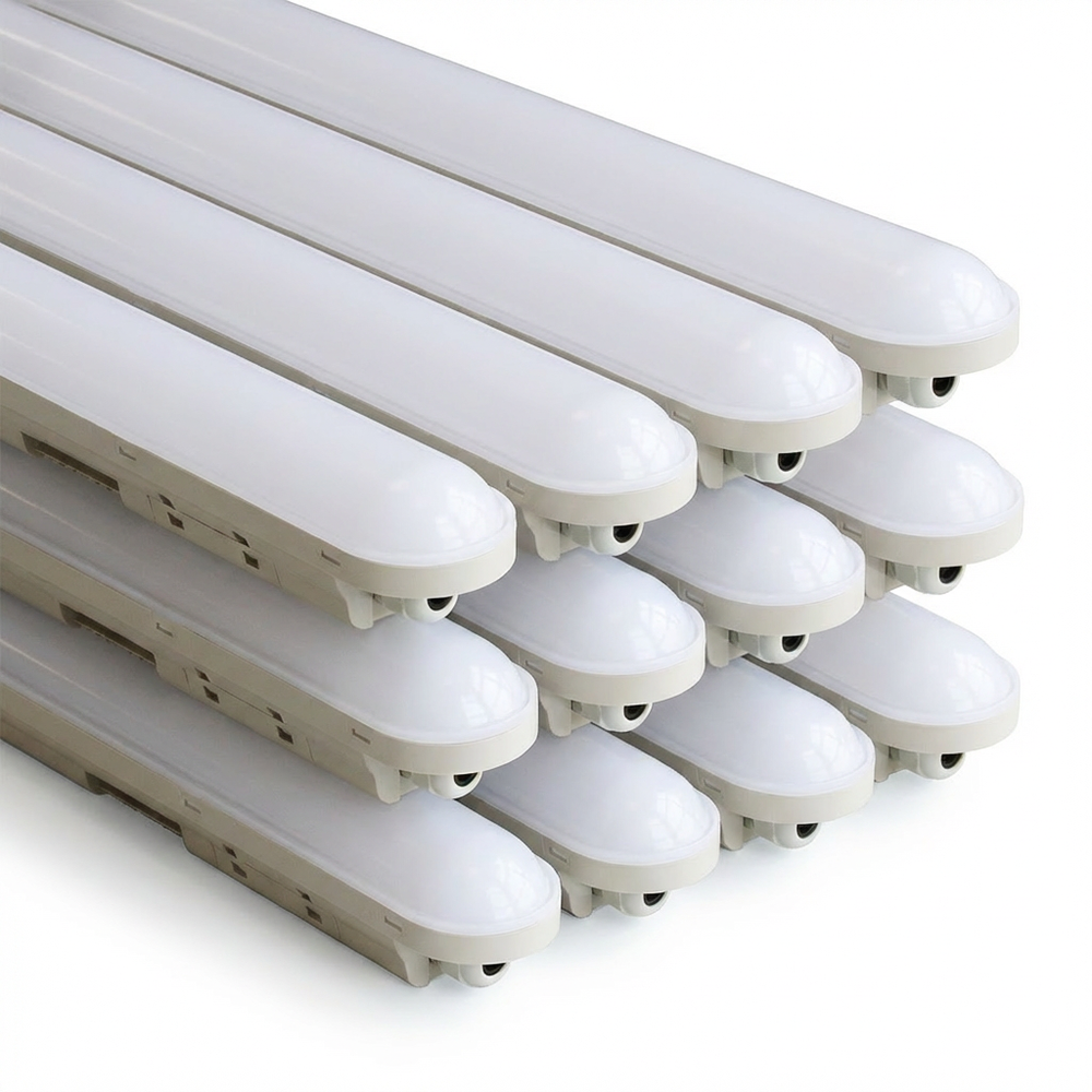 12 stk. Spectrum Limea Connect 36W LED armatur - 120cm, IP65 vandtæt, 147 lm/W, gennemfortrådet, 230V - Dæmpbar : Ikke dæmpbar, Kulør : Neutral