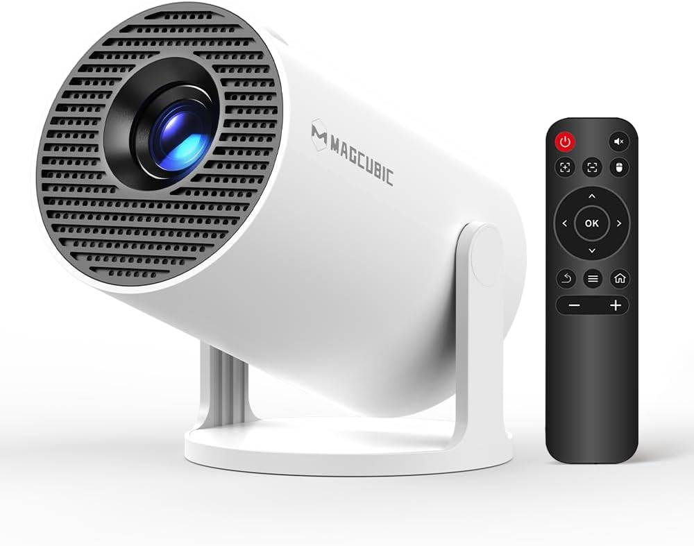 4K Projektor med 8000 Lumen, Portabel, Bluetooth & Wi-Fi med Smart Android 14