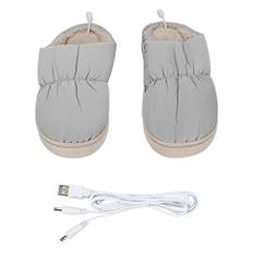 Uppvärmda Tofflor, Förhindra Att Halka Uppvärmbara Tofflor, USB Uppvärmda Tofflor Uppladdningsbara, Uppvärmda Tofflor För Män, Kvinnor, Kompatibla För Hemmet(grå)