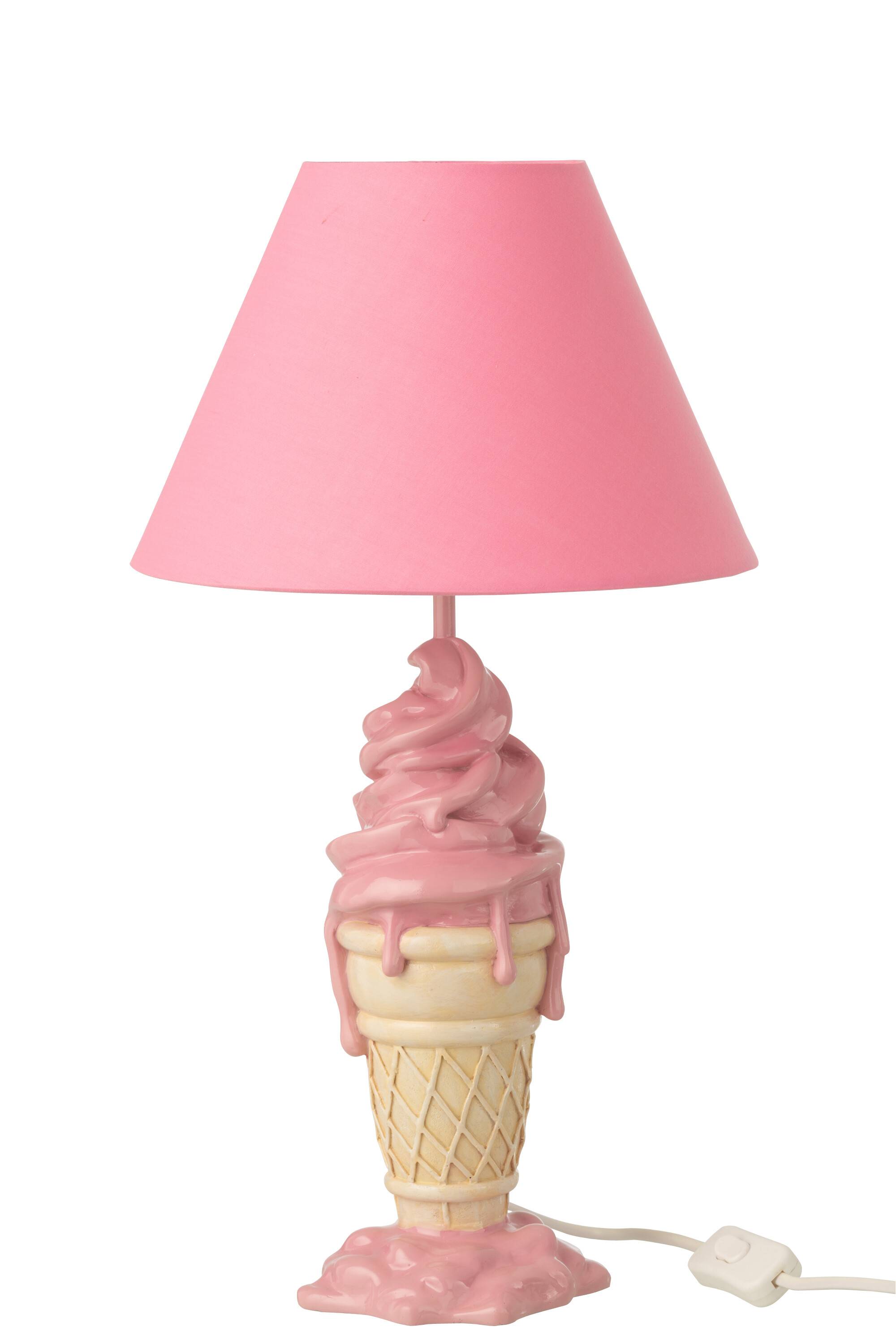 J-Line - Bordlampe m. isfigur Polyresin Pink/Beige 26x26x47,5cm.