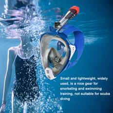 Full Face Snorkel Mask Full Drying Foldable Diving Mask Swimming Training Diving Gear Anti-Fog & S & M svart/blå