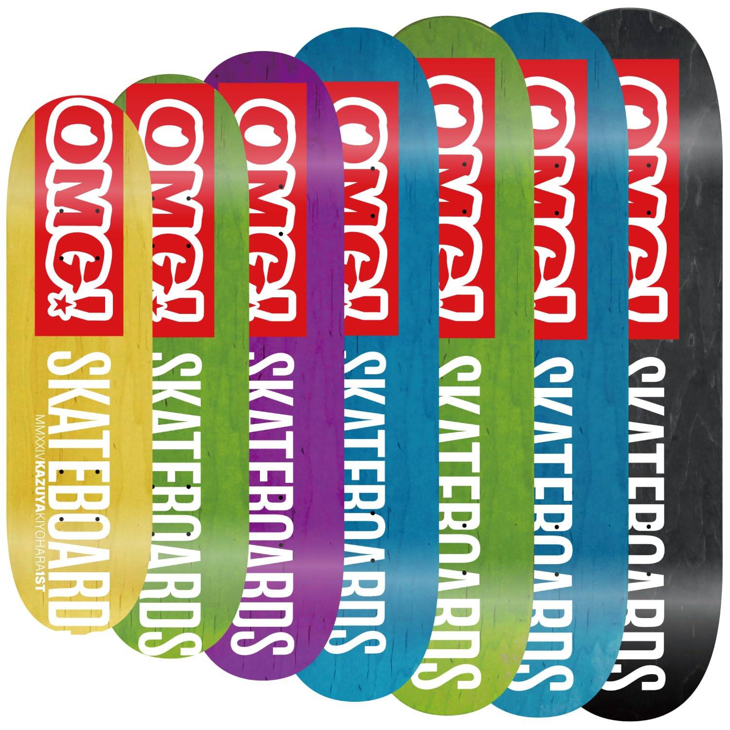 OMG! KIYO1 Logo Skateboard Deck, 100% Canadian Hard Rock Maple (Purple, 7.25)