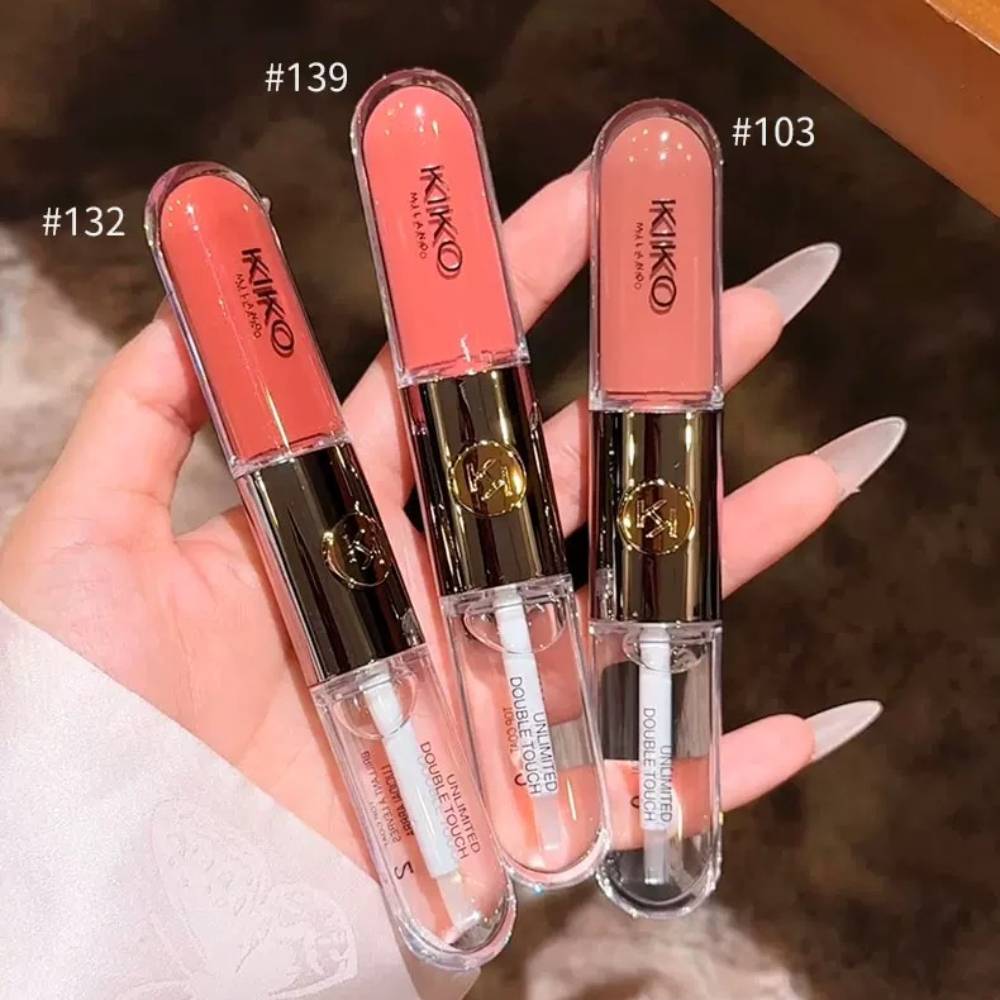 Kiko Milano Unlimited Double Touch Lipstick 16hr No Transfer Waterproof Smudge Proof Kiss Proof 103 Natural Rose Makeup