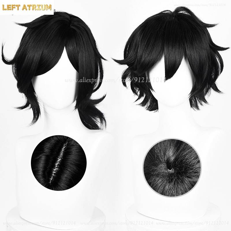 Andy Cosplay Wig Leyley Cosplay Anime Wig Black Heat Resistant Synthetic Hair For Men Women Halloween Costumes Wigs + Wig Cap