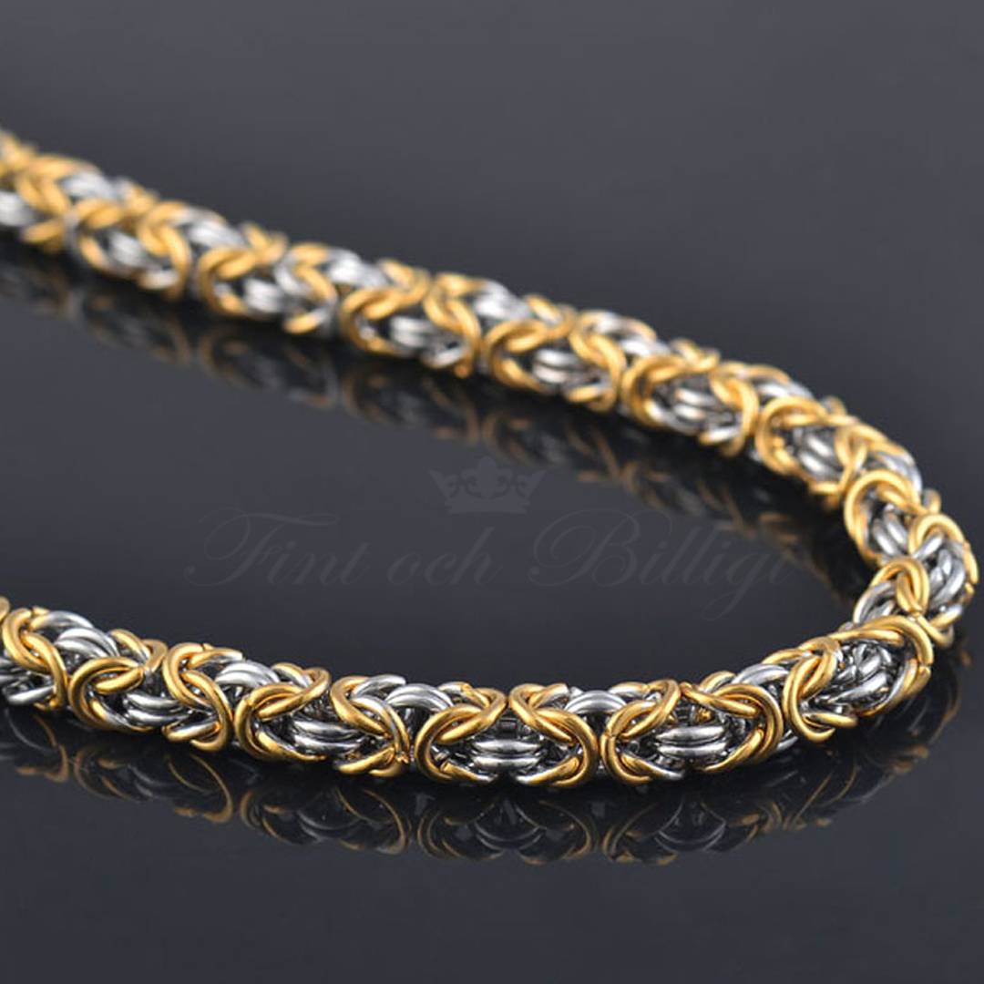 Kungalänk Two Tone - 18k Guldpläterad Kejsarhalsband 316L 85g 6mm*560mm
