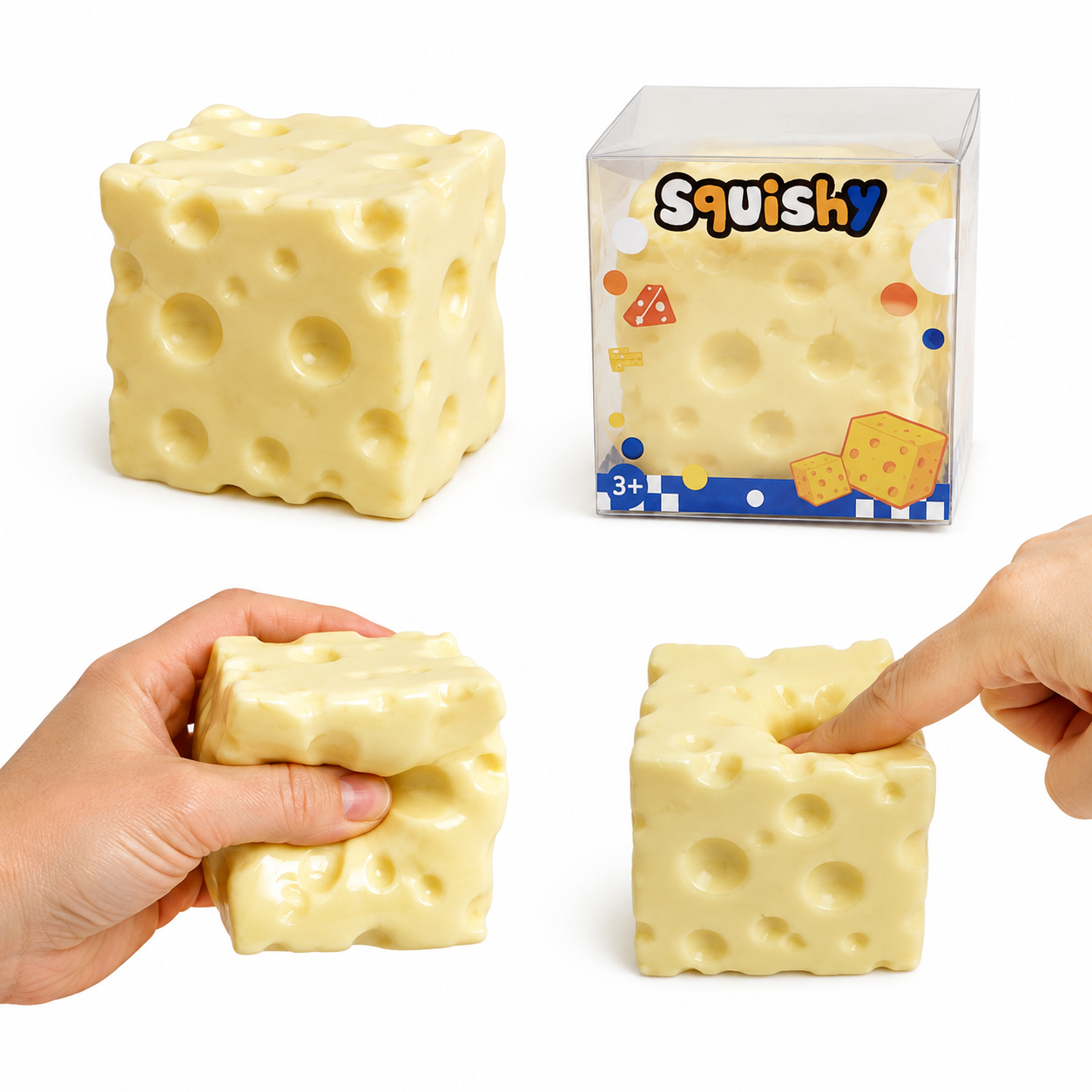 Kæmpe Cheese Squishy 7 cm – Vaseline Fidget Ost