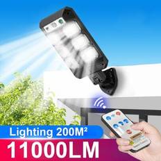11000LM High Power Utomhus Solar Light Kraftig Solar Wall Street Lamp 200² Belysning IP65 Vattentät Solar LED-lampa med sensor - Svart (solljus)