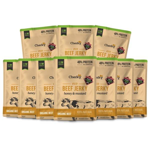 Cherky Foods Beef Jerky Eco, Honey & Mustard, 10-pak
