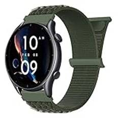 BOJYS Armband Amazfit GTR Rem, 22mm Armband Reservdelar Nailon Strap för Amazfit Pace, Amazfit Stratos, Stratos 2, Stratos 2S, Stratos 3, Amazfit GTR 2, GTR 2e, GTR 3, GTR 3 Pro, GTR 47mm, Militärgrön